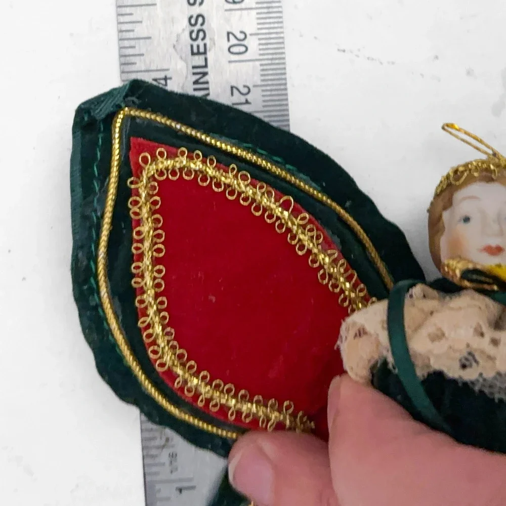 VTG Porcelain Angel Butterfly Christmas Ornament Gothic Victorian Style